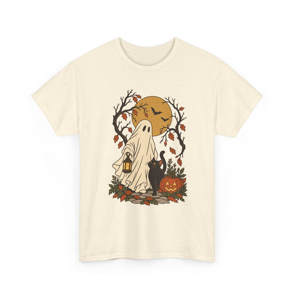 Halloween Ghost Lantern T-Shirt — Cute Vintage Pumpkin Moon Tee