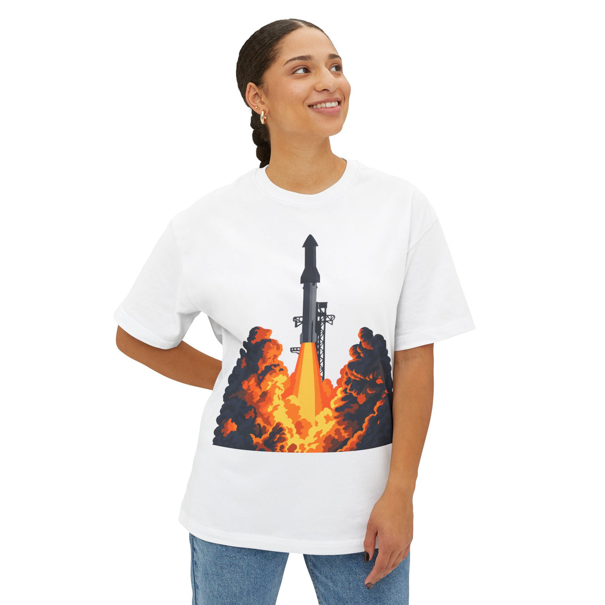 Rocket Launch — Oversized Graphic T-Shirt