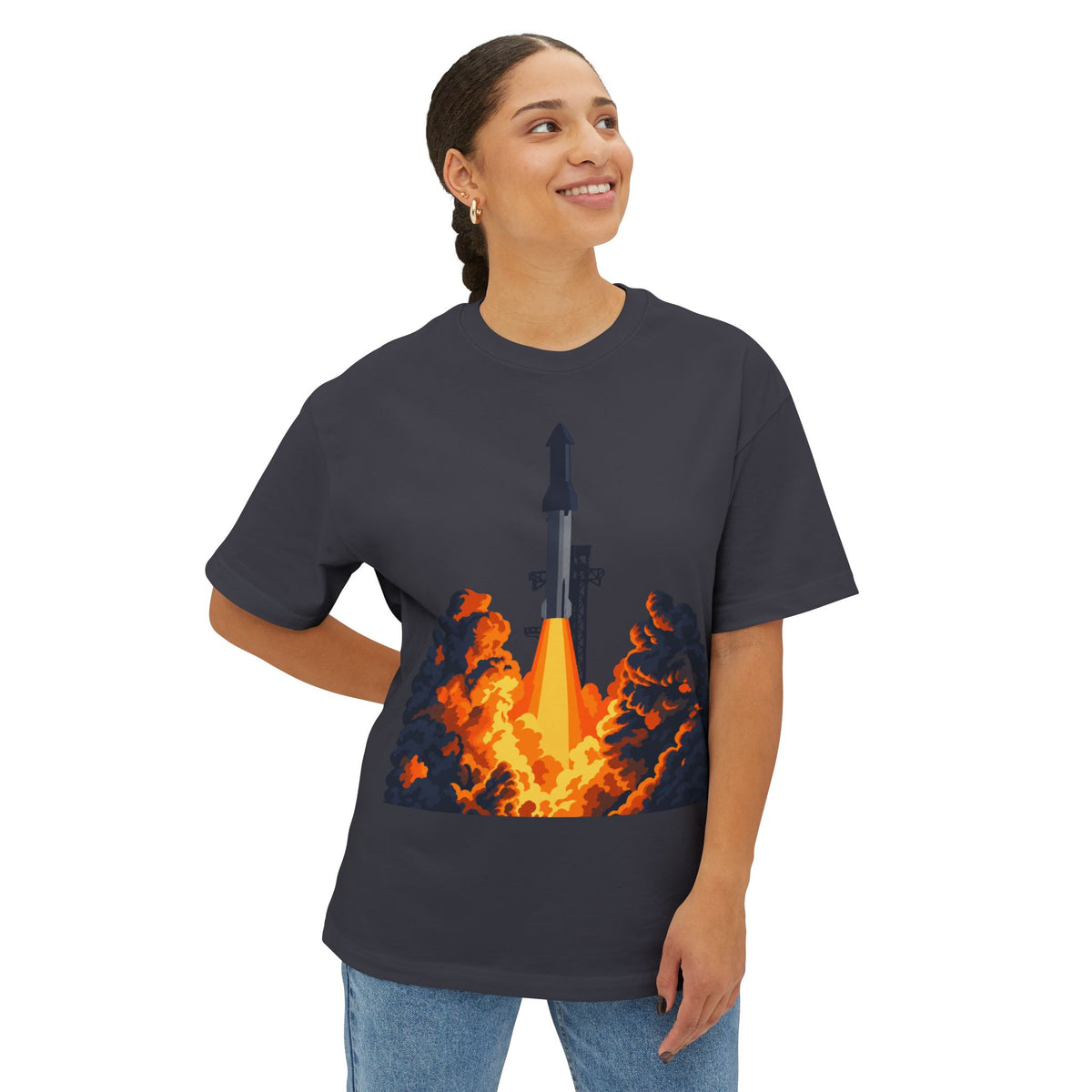 Rocket Launch — Oversized Graphic T-Shirt