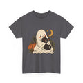 Halloween Ghost & Black Cat Tee — Cute Pumpkin Moon Halloween T-Shirt