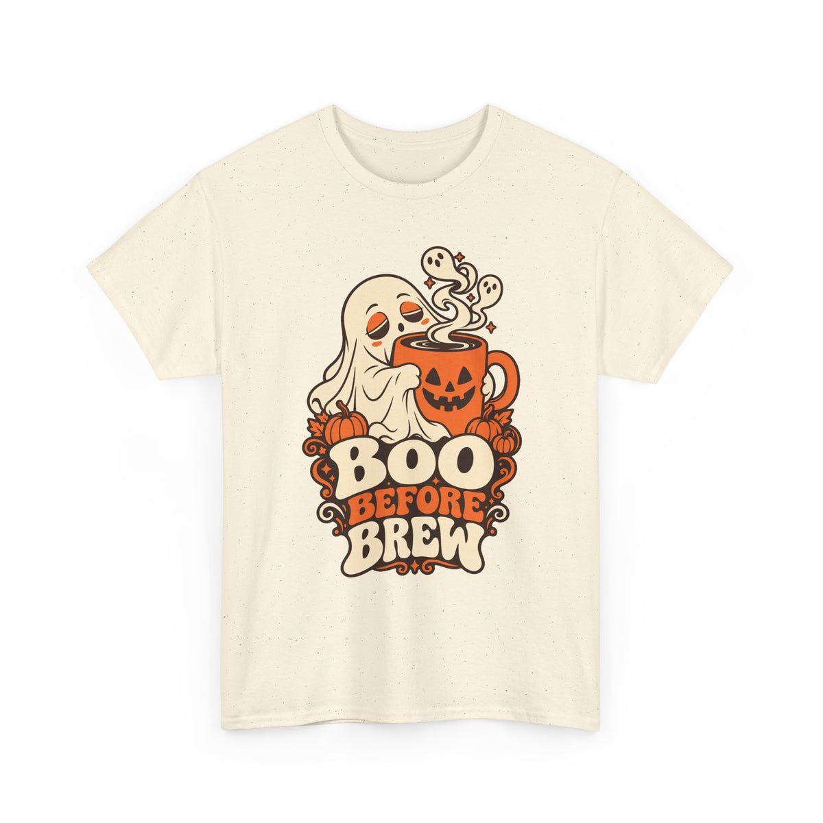 Halloween Tee — "Boo Before Brew" Ghost Coffee T-Shirt