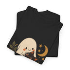 Halloween Ghost & Black Cat Tee — Cute Pumpkin Moon Halloween T-Shirt