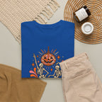 Graveyard Groove Tee — Retro Halloween Dancing Skeletons Pumpkin Design